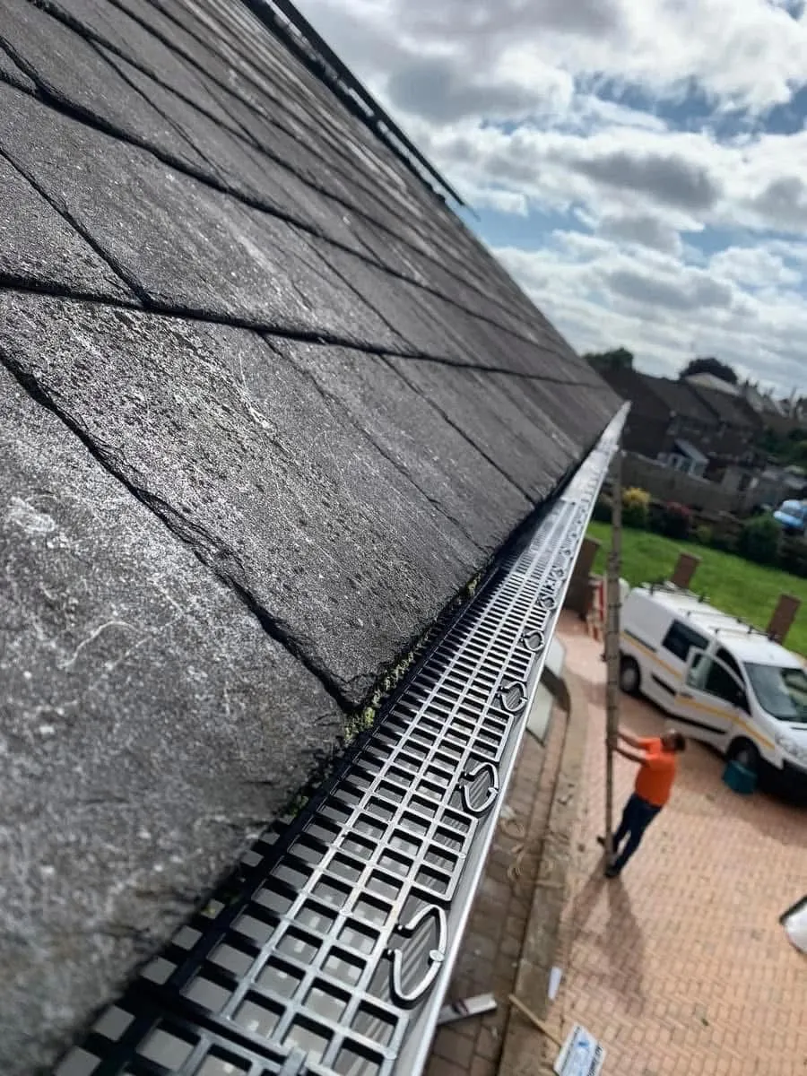 Gutter guard fitted on a slate roof in Camborne